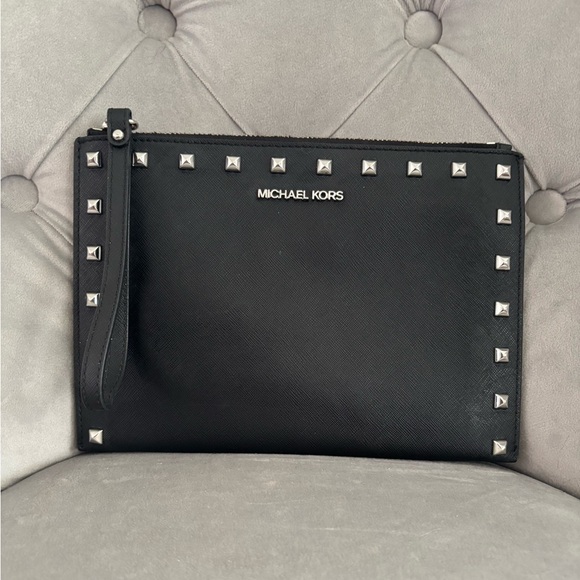 Michael Kors Black Wristlet with Silver Studs - Picture 1 of 3